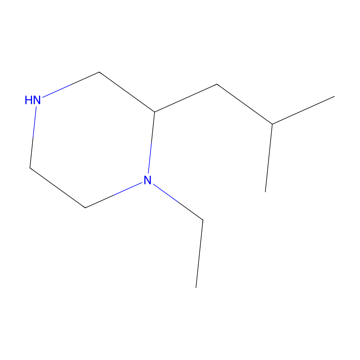1-Ethyl-2-(2-methylpropyl)piperazine molecular structure, CAS 1266833-04-8