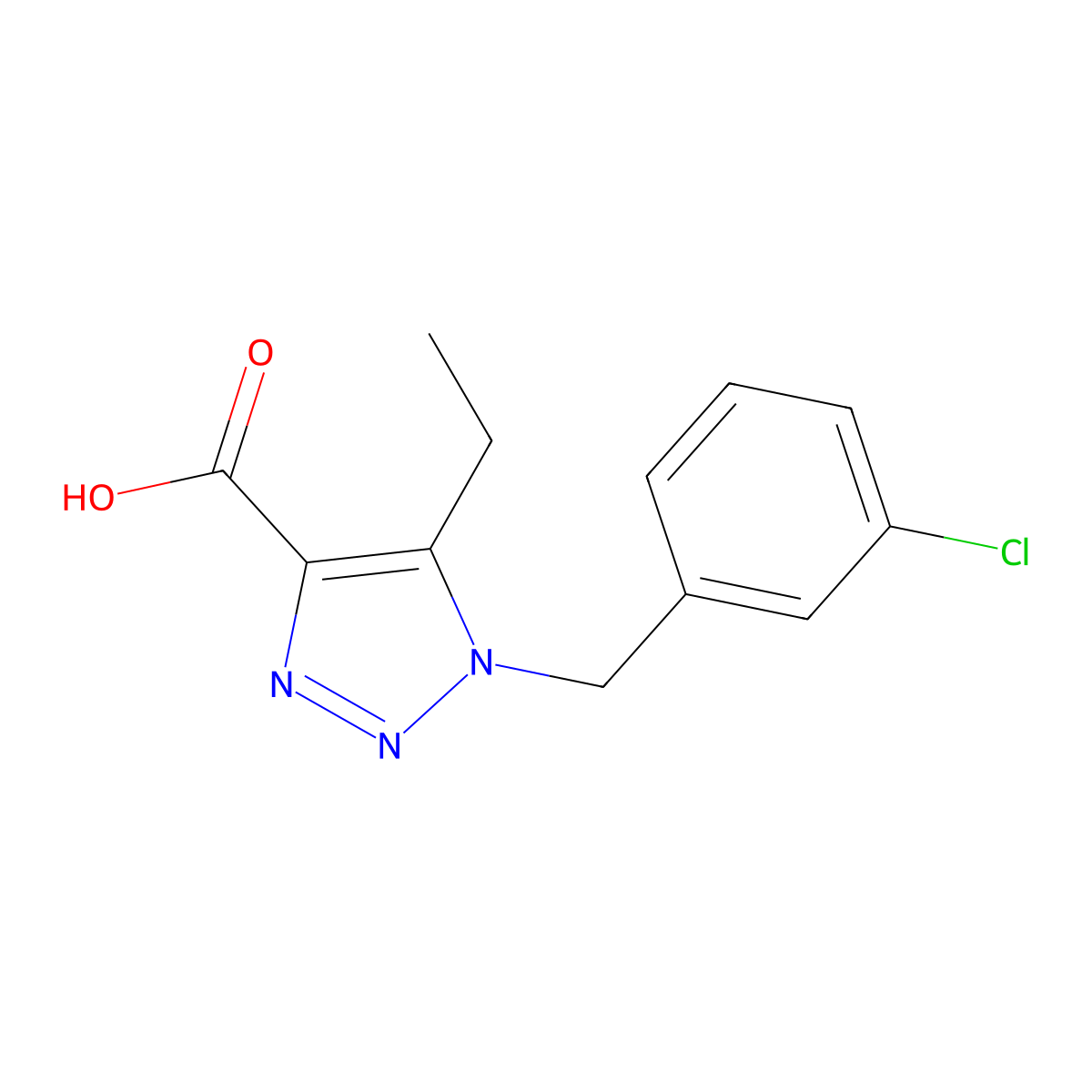 1-(3-Chlorobenzyl)-5-ethyl-1h-1,2,3-triazole-4-carboxylic acid molecular structure, CAS 1266837-89-1