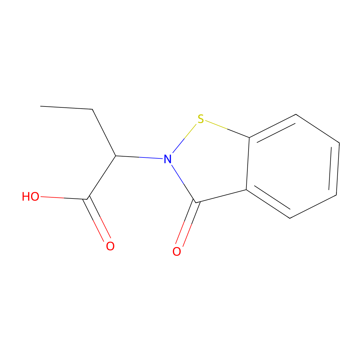 2-(3-Oxo-1,2-benzothiazol-2-yl)butanoic acid molecular structure, CAS 126684-64-8