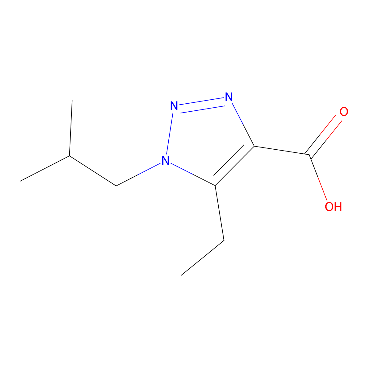 5-Ethyl-1-isobutyl-1h-1,2,3-triazole-4-carboxylic acid molecular structure, CAS 1266842-73-2