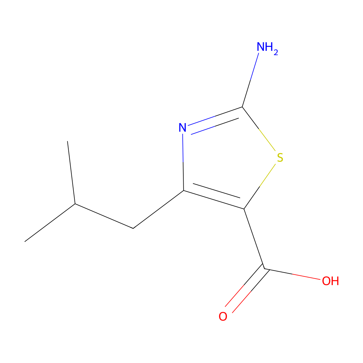 2-Amino-4-(2-methylpropyl)-1,3-thiazole-5-carboxylic acid molecular structure, CAS 1266863-82-4