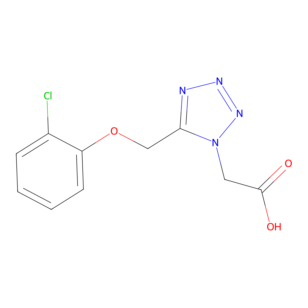 2-(5-((2-Chlorophenoxy)methyl)-1H-tetrazol-1-yl)acetic acid molecular structure, CAS 1266867-15-5