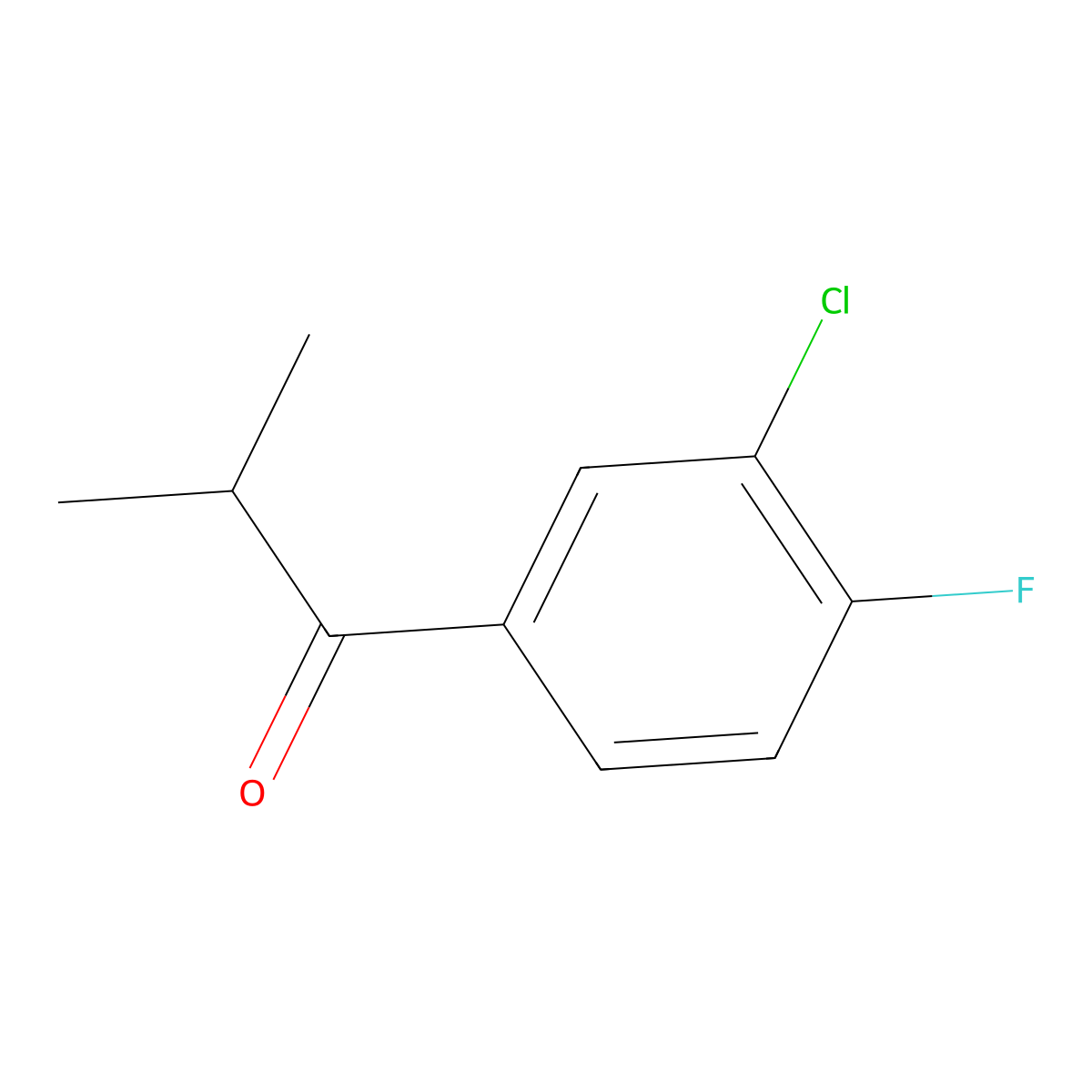 1-(3-Chloro-4-fluorophenyl)-2-methylpropan-1-one molecular structure, CAS 1266883-86-6