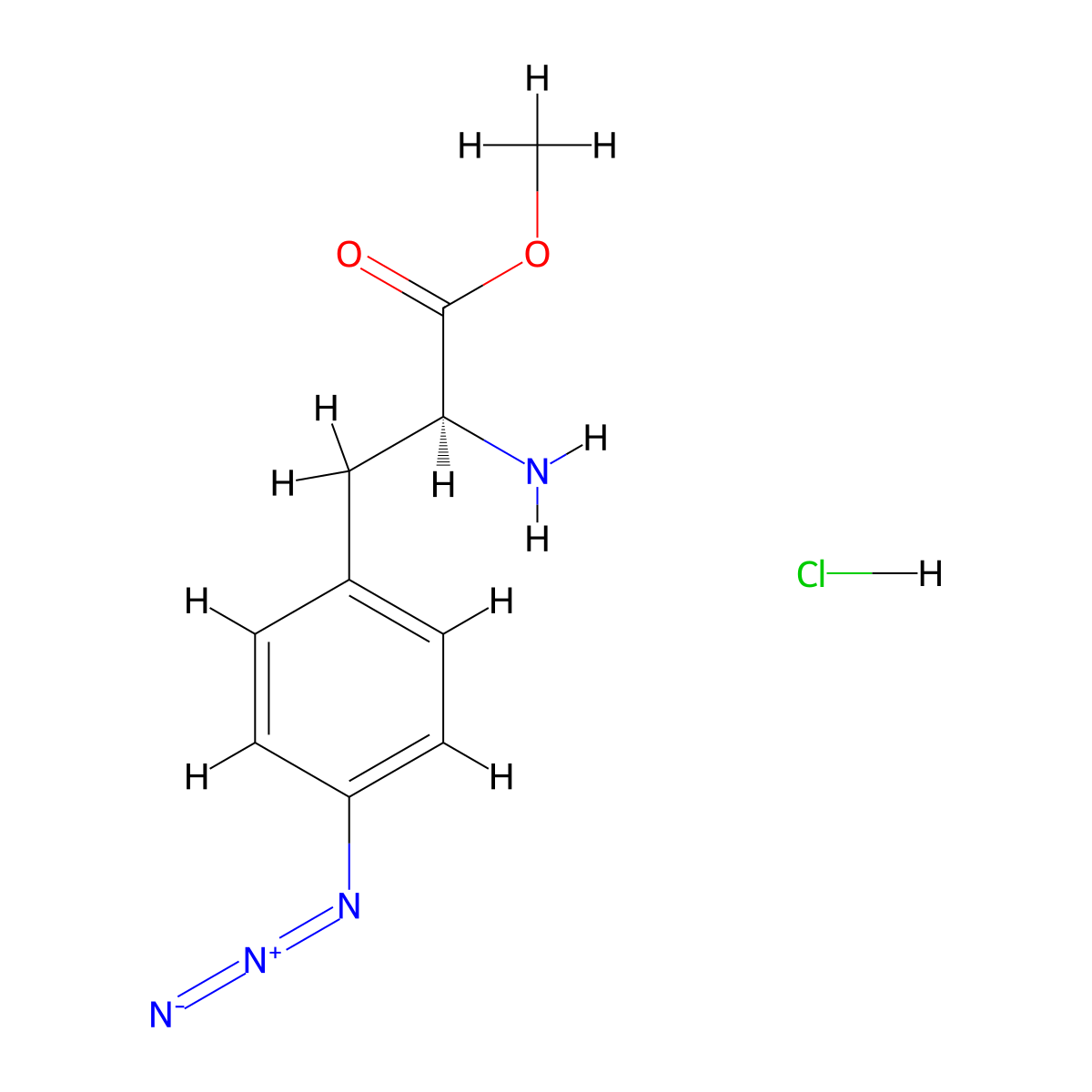 methyl (2S)-2-amino-3-(4-azidophenyl)propanoate hydrochloride molecular structure, CAS 126689-28-9