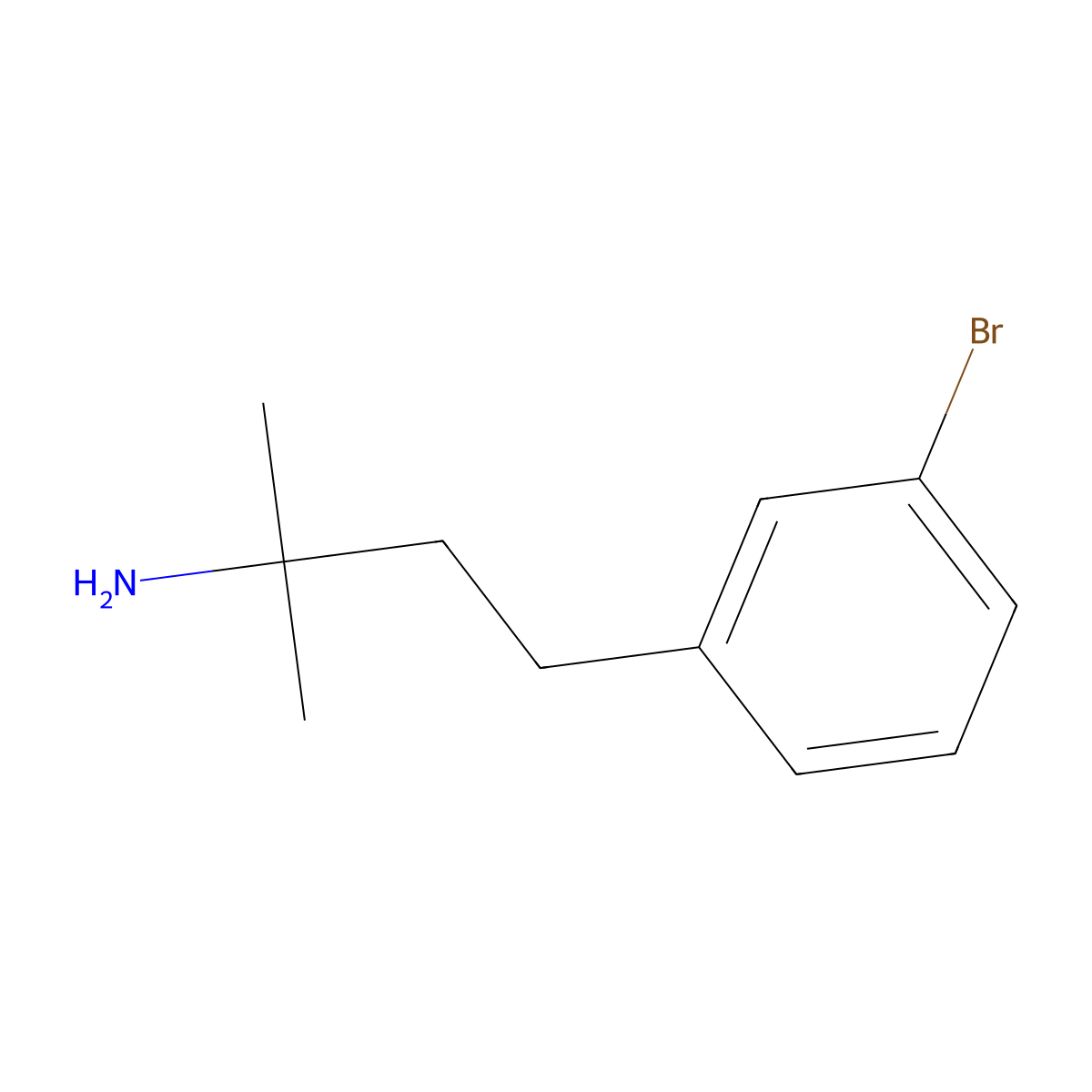 4-(3-Bromophenyl)-2-methylbutan-2-amine molecular structure, CAS 1266893-65-5