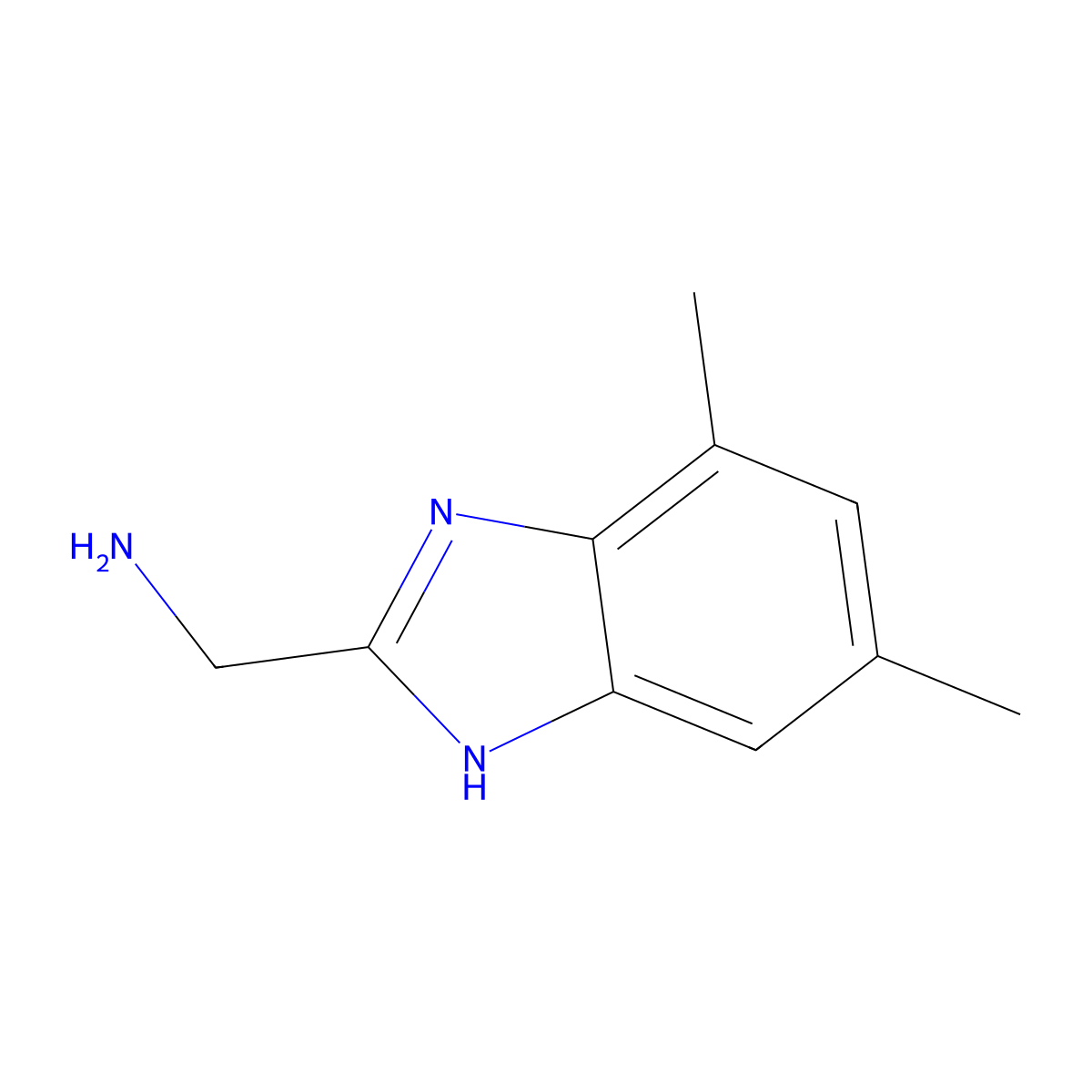 (4,6-dimethyl-1H-1,3-benzodiazol-2-yl)methanamine molecular structure, CAS 1266897-61-3