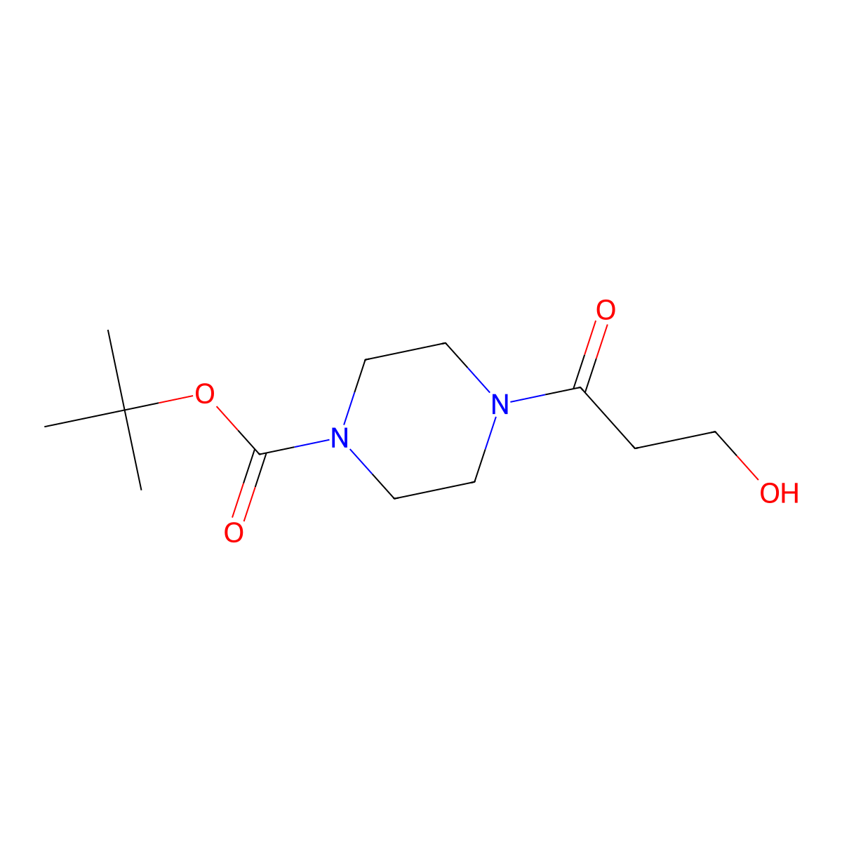 Tert-butyl 4-(3-hydroxypropanoyl)piperazine-1-carboxylate molecular structure, CAS 1266898-91-2