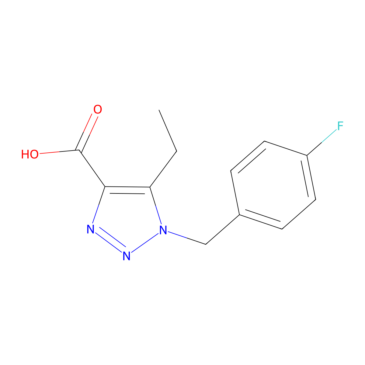 5-ethyl-1-[(4-fluorophenyl)methyl]-1H-1,2,3-triazole-4-carboxylic acid molecular structure, CAS 1266927-20-1