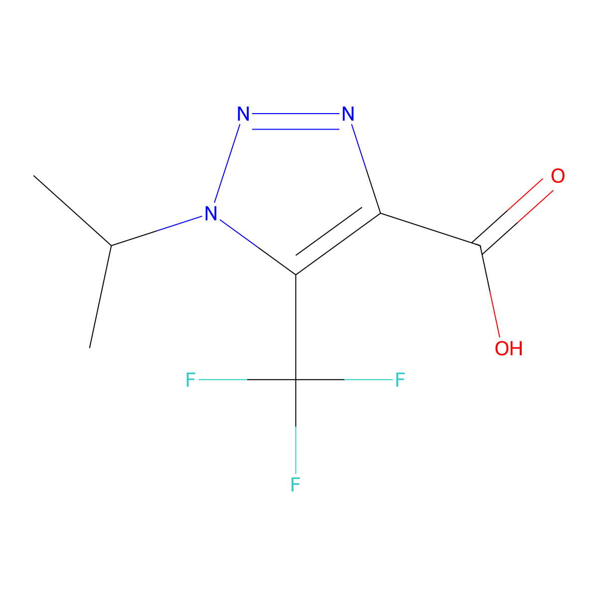 1-(propan-2-yl)-5-(trifluoromethyl)-1H-1,2,3-triazole-4-carboxylic acid molecular structure, CAS 1266930-11-3