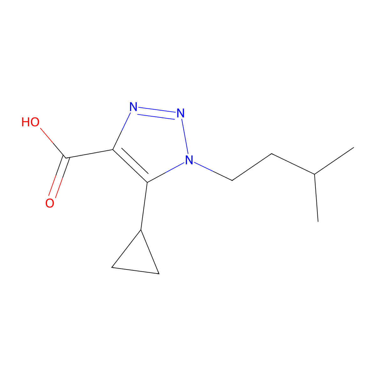 5-Cyclopropyl-1-isopentyl-1h-1,2,3-triazole-4-carboxylic acid molecular structure, CAS 1266931-62-7