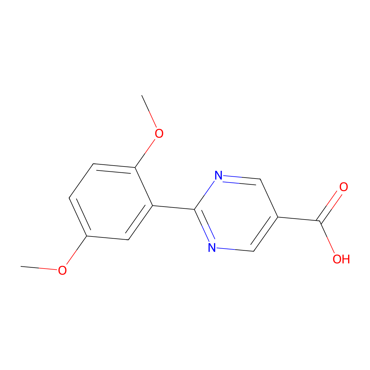 2-(2,5-Dimethoxyphenyl)pyrimidine-5-carboxylic acid molecular structure, CAS 1266953-75-6