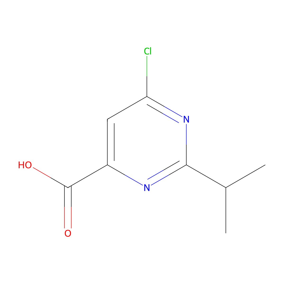 6-Chloro-2-(propan-2-yl)pyrimidine-4-carboxylic acid molecular structure, CAS 1266954-10-2