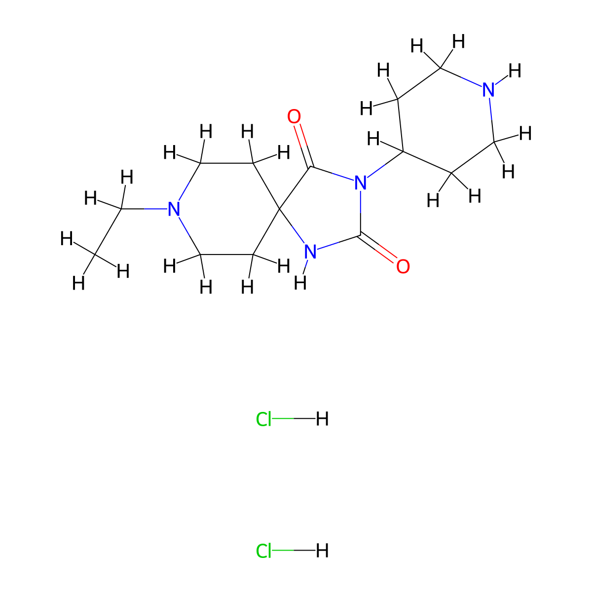 8-Ethyl-3-(piperidin-4-yl)-1,3,8-triazaspiro[4.5]decane-2,4-dione dihydrochloride molecular structure, CAS 1266961-04-9