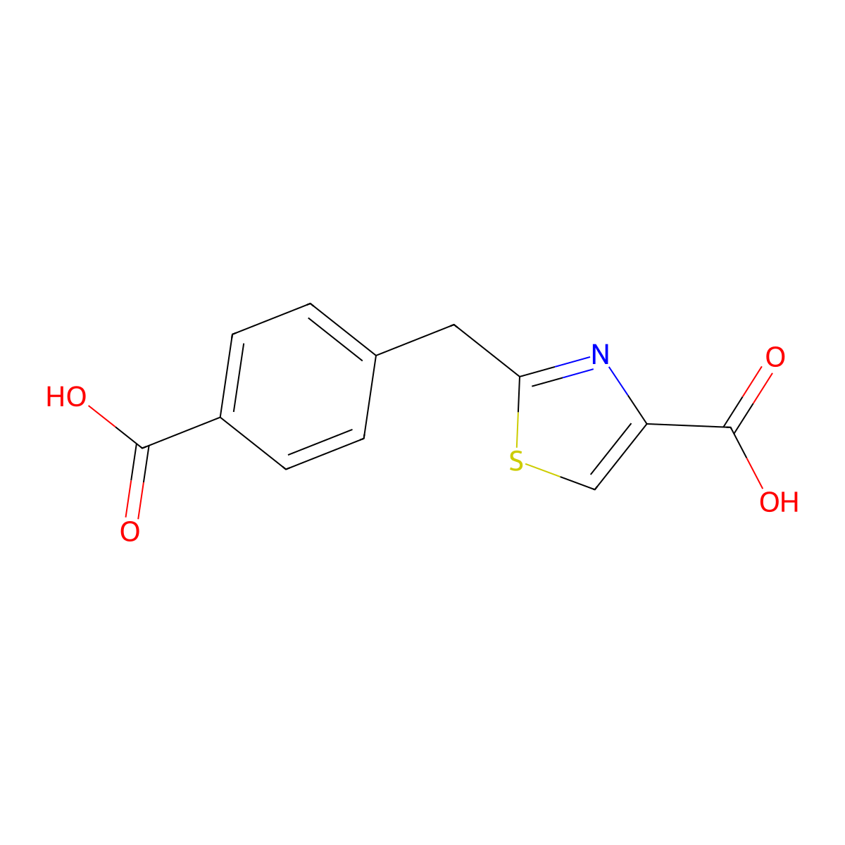 2-[(4-Carboxyphenyl)methyl]-4-thiazolecarboxylic Acid molecular structure, CAS 1266962-78-0