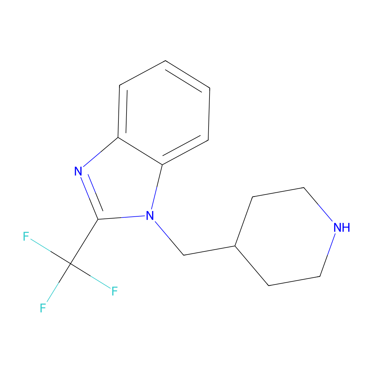 1-[(piperidin-4-yl)methyl]-2-(trifluoromethyl)-1H-1,3-benzodiazole molecular structure, CAS 1266964-99-1