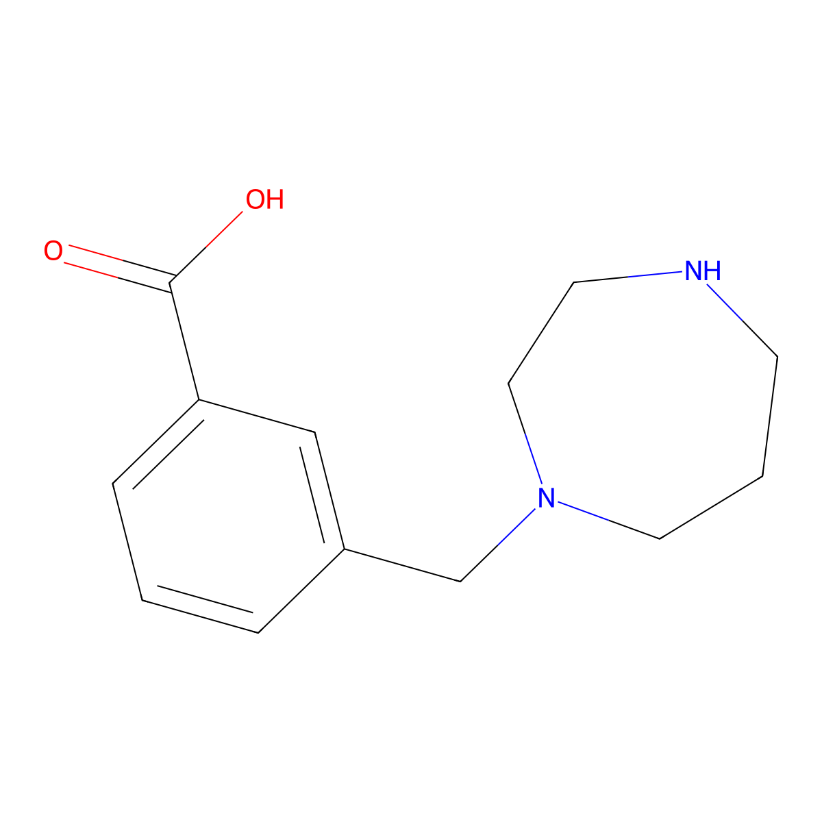 3-((1,4-Diazepan-1-yl)methyl)benzoic acid molecular structure, CAS 1266971-60-1