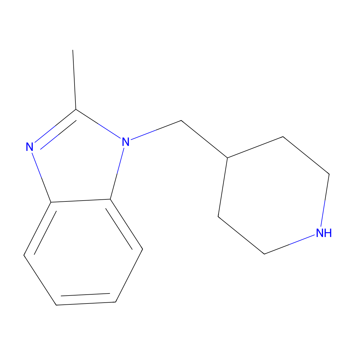 2-methyl-1-[(piperidin-4-yl)methyl]-1H-1,3-benzodiazole molecular structure, CAS 1266973-79-8