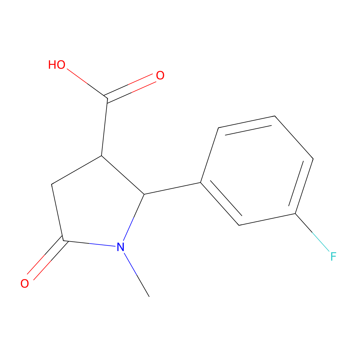 2-(3-Fluorophenyl)-1-methyl-5-oxopyrrolidine-3-carboxylic acid molecular structure, CAS 1266973-95-8