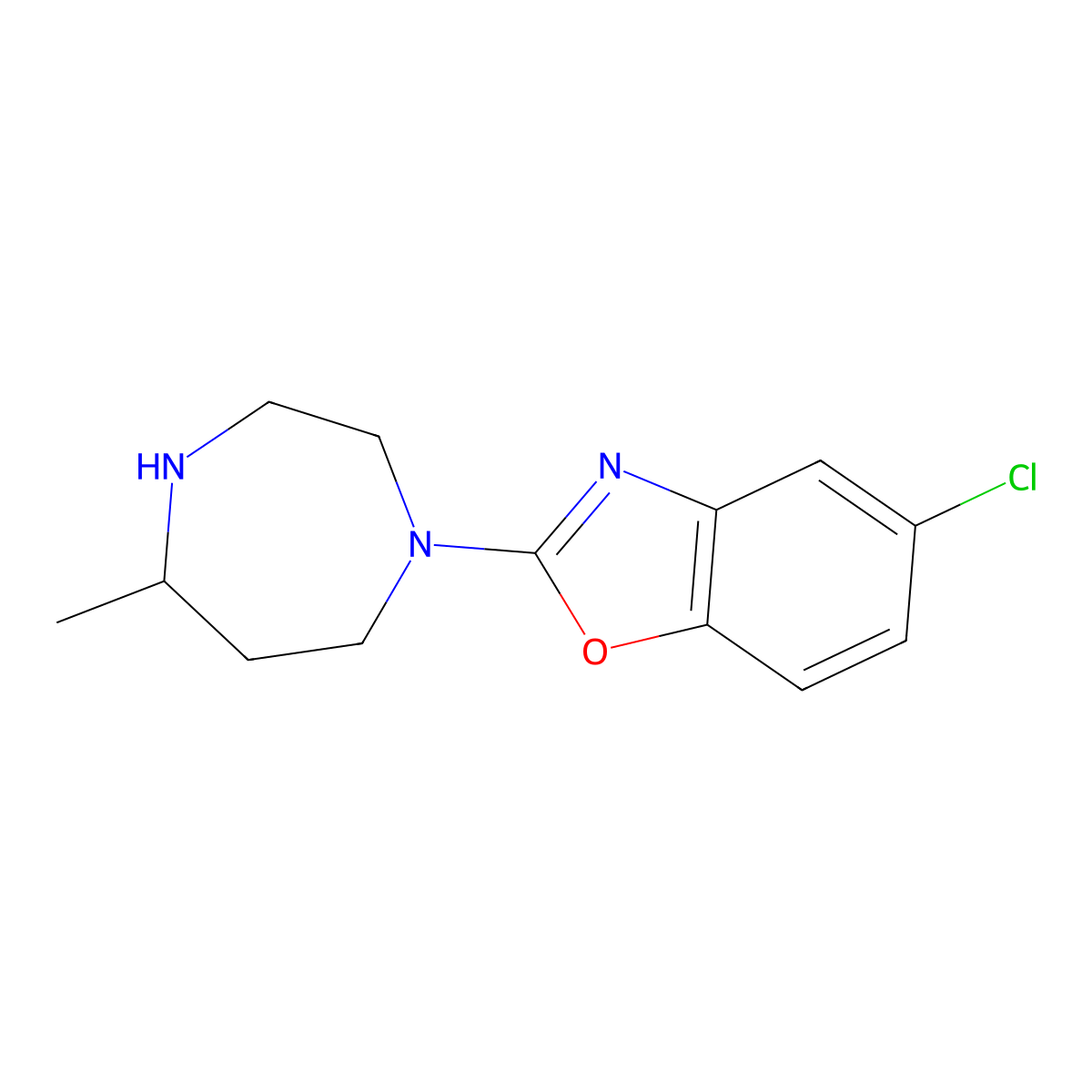5-Chloro-2-((5R)-5-methyl-1,4-diazepan-1-yl)-1,3-benzoxazole molecular structure, CAS 1266975-27-2