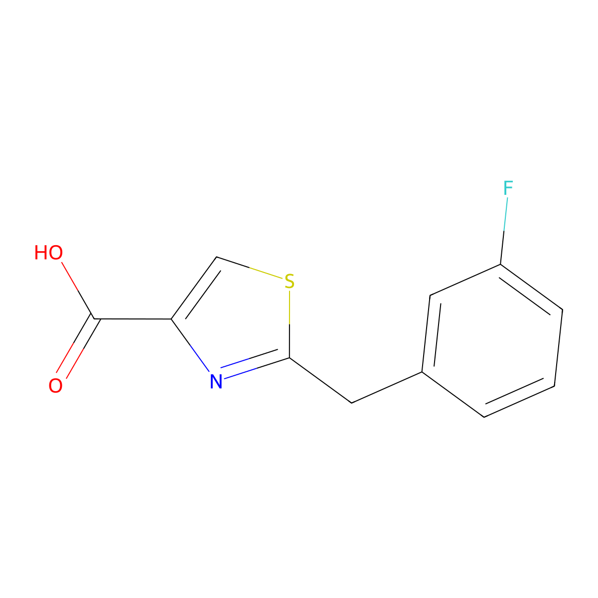 2-((3-Fluorophenyl)methyl)-1,3-thiazole-4-carboxylic acid molecular structure, CAS 1266976-92-4