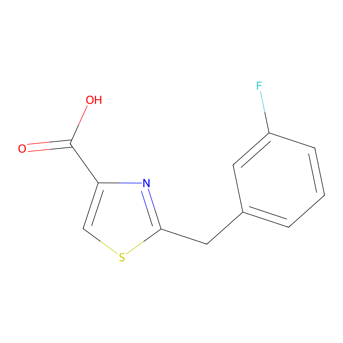 2-((3-Fluorophenyl)methyl)-1,3-thiazole-4-carboxylic acid molecular structure, CAS 1266976-92-4