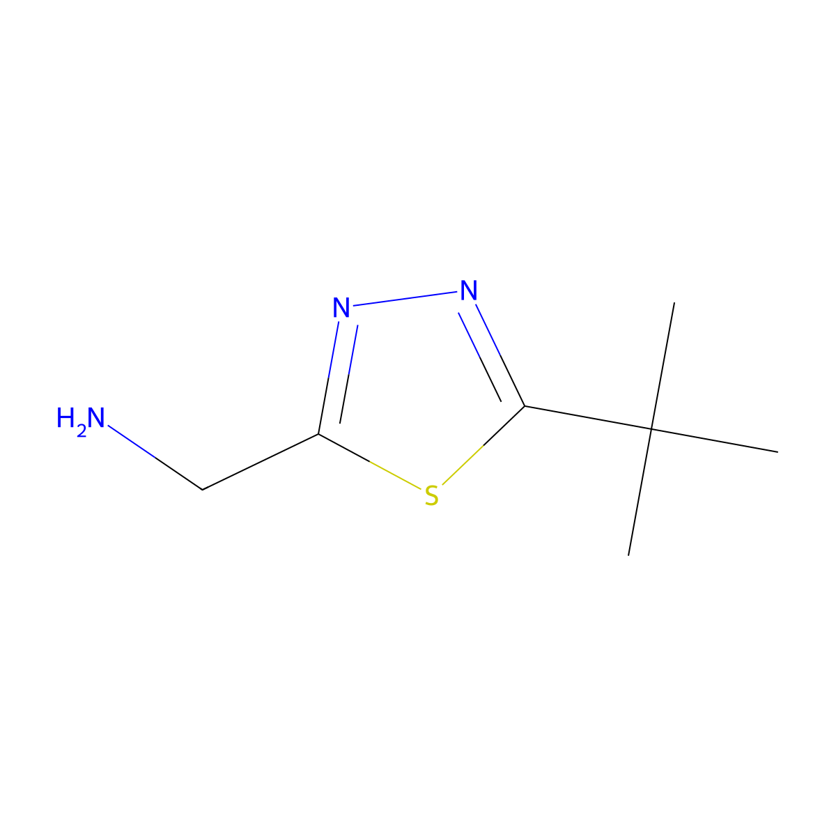 (5-Tert-butyl-1,3,4-thiadiazol-2-yl)methanamine molecular structure, CAS 1266979-71-8