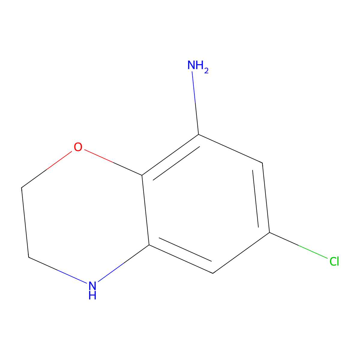 6-chloro-3,4-dihydro-2H-1,4-benzoxazin-8-amine molecular structure, CAS 1266988-04-8