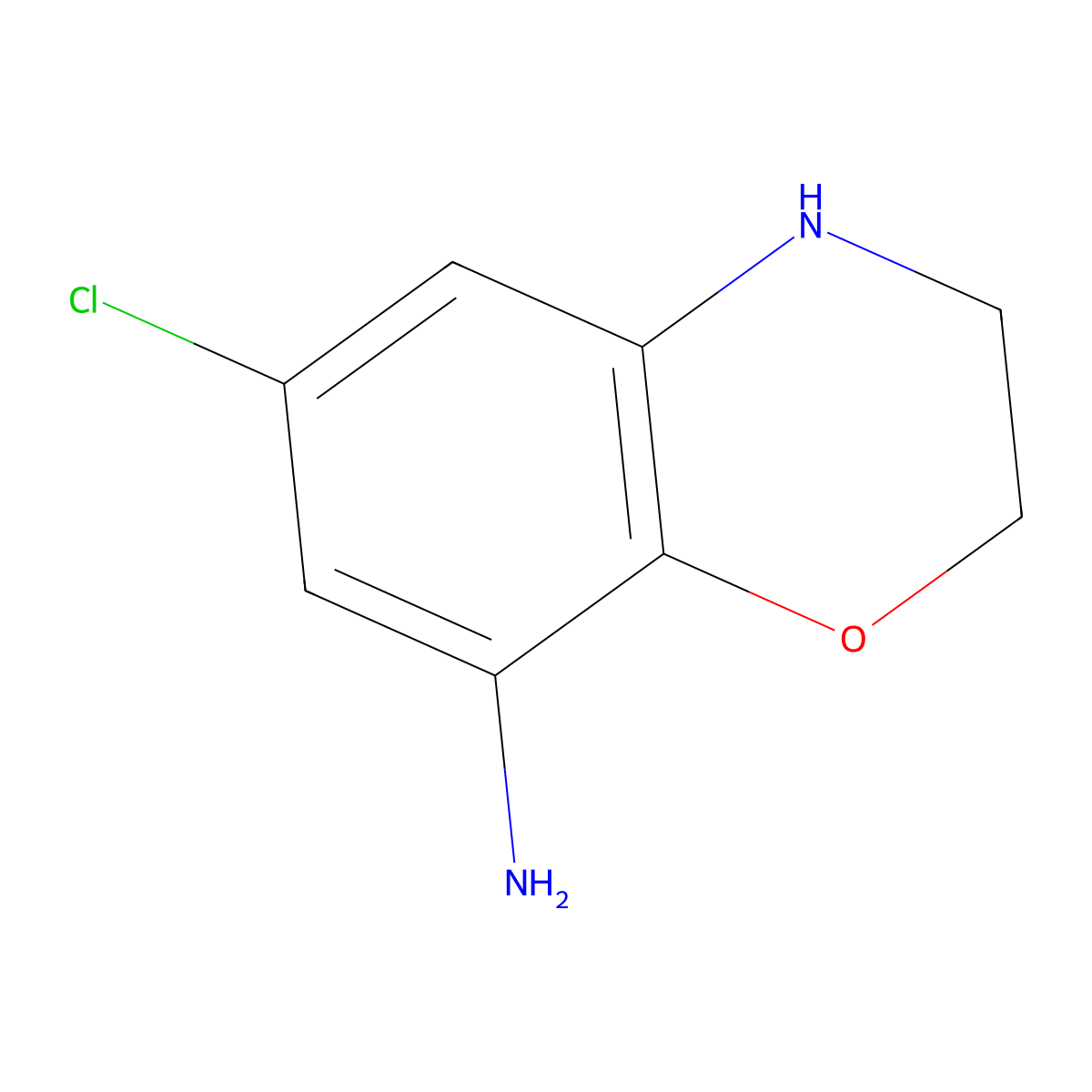 6-chloro-3,4-dihydro-2H-1,4-benzoxazin-8-amine molecular structure, CAS 1266988-04-8