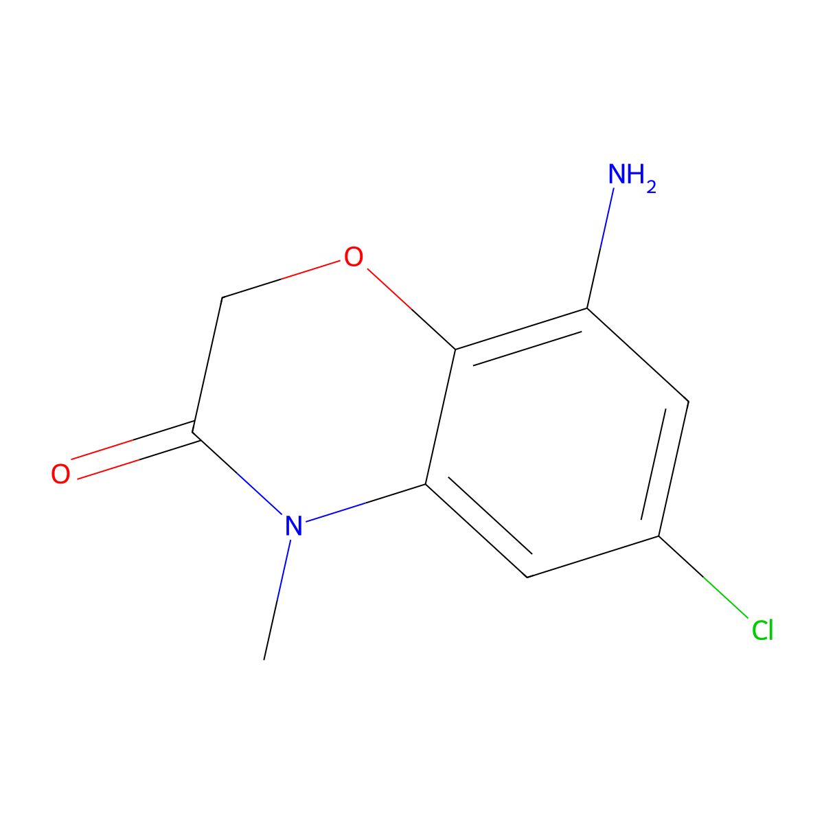 8-amino-6-chloro-4-methyl-3,4-dihydro-2H-1,4-benzoxazin-3-one molecular structure, CAS 1266990-40-2