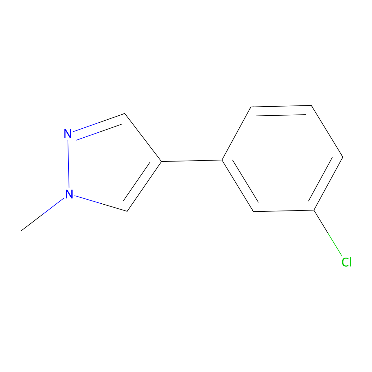 4-(3-Chlorophenyl)-1-methyl-1H-pyrazole molecular structure, CAS 1266991-19-8