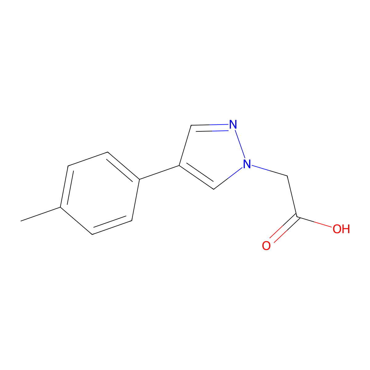 2-(4-(p-Tolyl)-1H-pyrazol-1-yl)acetic acid molecular structure, CAS 1266996-83-1
