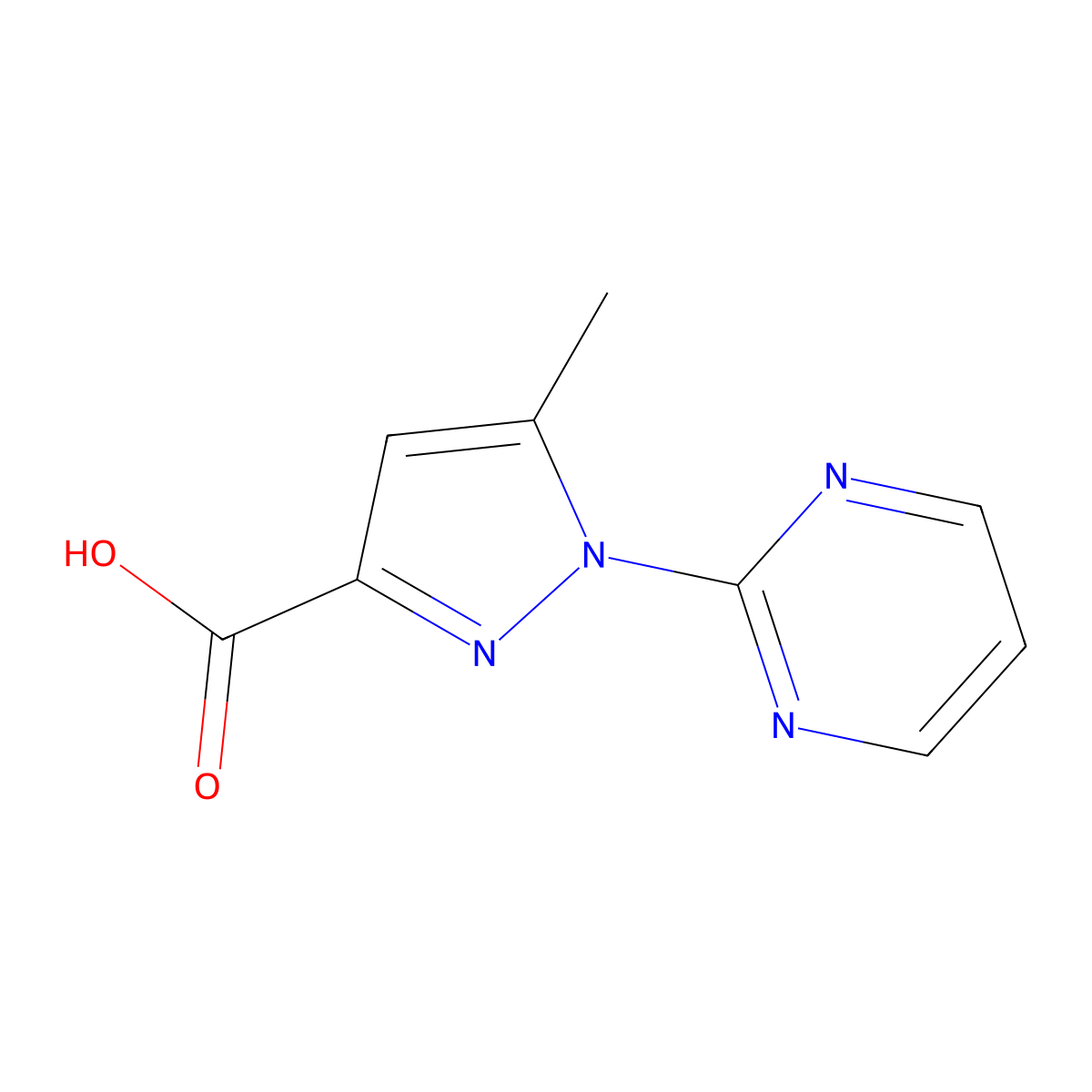 5-Methyl-1-pyrimidin-2-yl-1H-pyrazole-3-carboxylic acid molecular structure, CAS 1266997-21-0