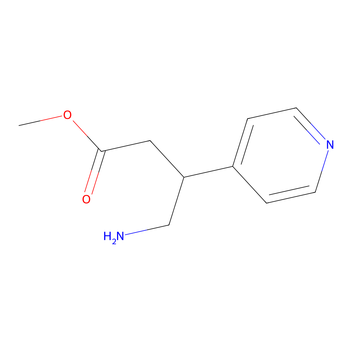 Methyl 4-amino-3-(pyridin-4-yl)butanoate molecular structure, CAS 1267001-88-6