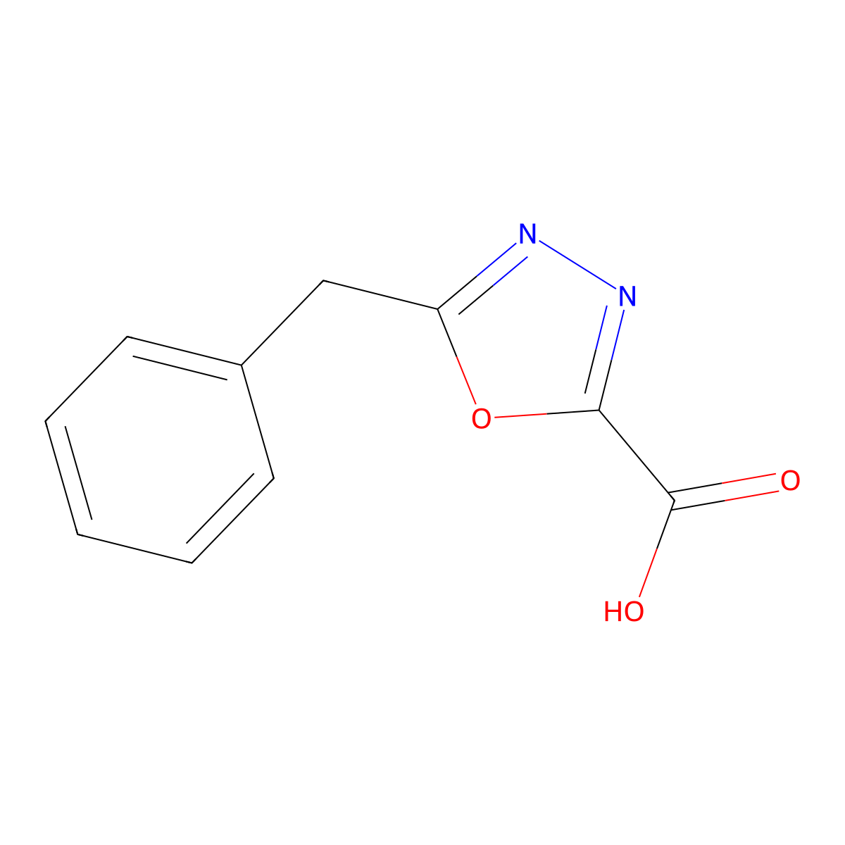 5-Benzyl-1,3,4-oxadiazole-2-carboxylic acid molecular structure, CAS 1267003-13-3