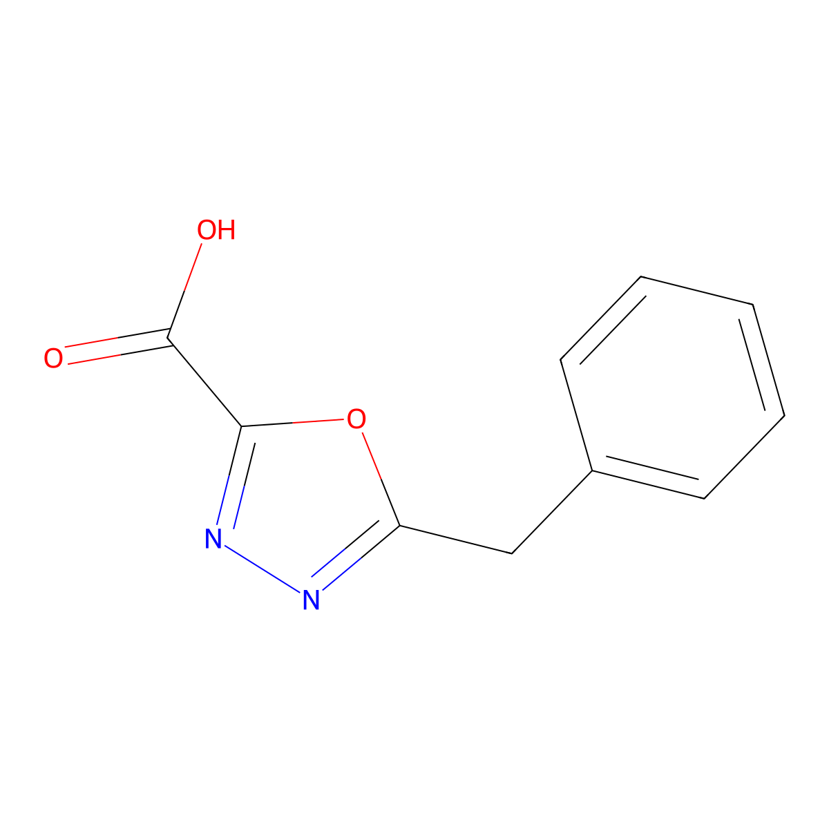 5-Benzyl-1,3,4-oxadiazole-2-carboxylic acid molecular structure, CAS 1267003-13-3