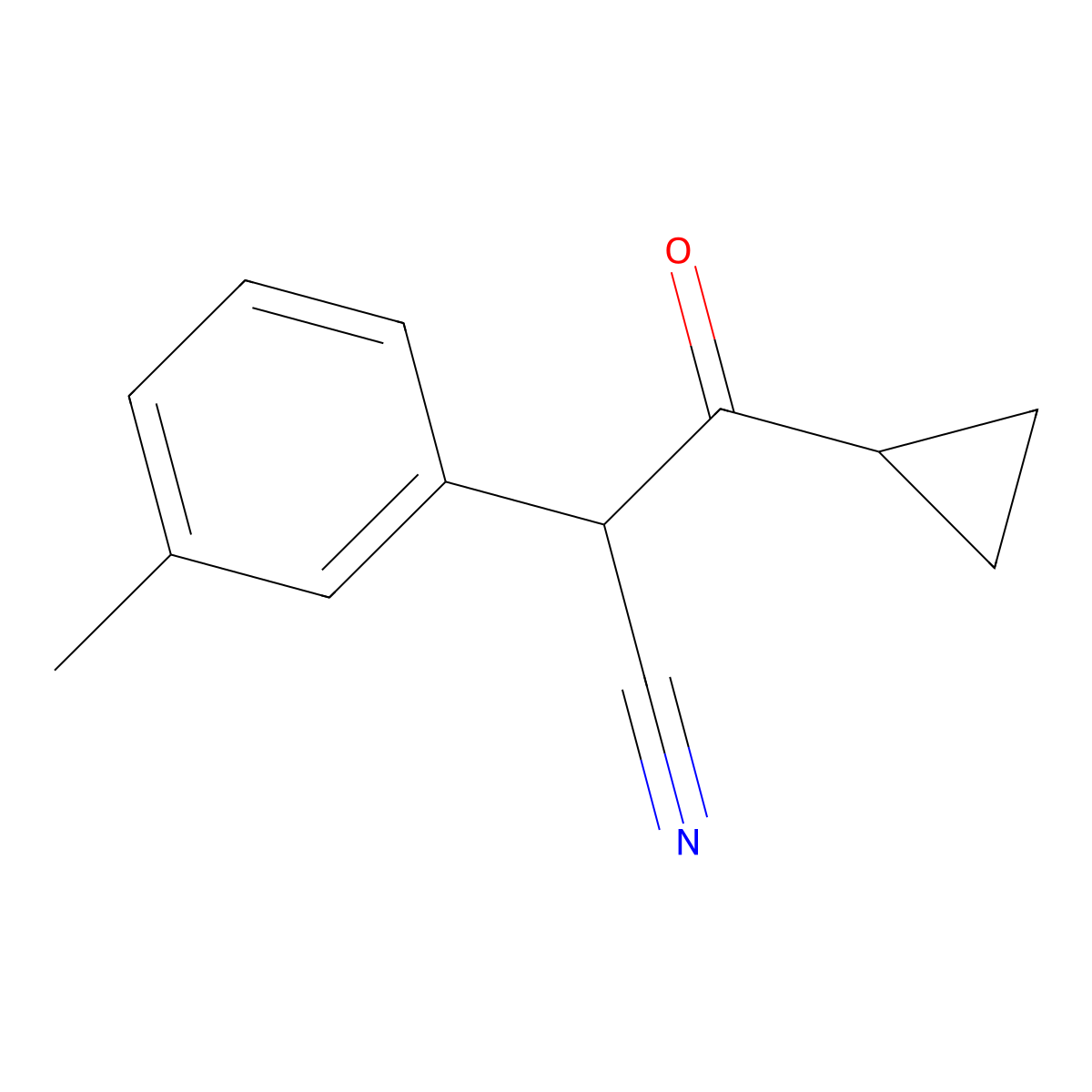 3-Cyclopropyl-2-(3-methylphenyl)-3-oxopropanenitrile molecular structure, CAS 1267005-13-9