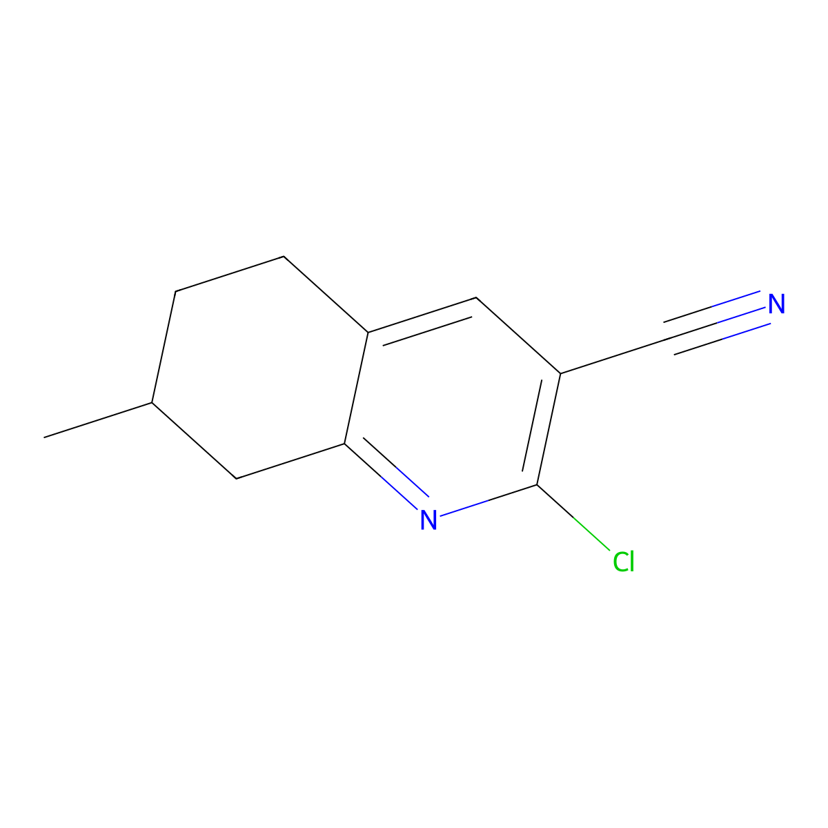 2-Chloro-7-methyl-5,6,7,8-tetrahydroquinoline-3-carbonitrile molecular structure, CAS 1267006-72-3
