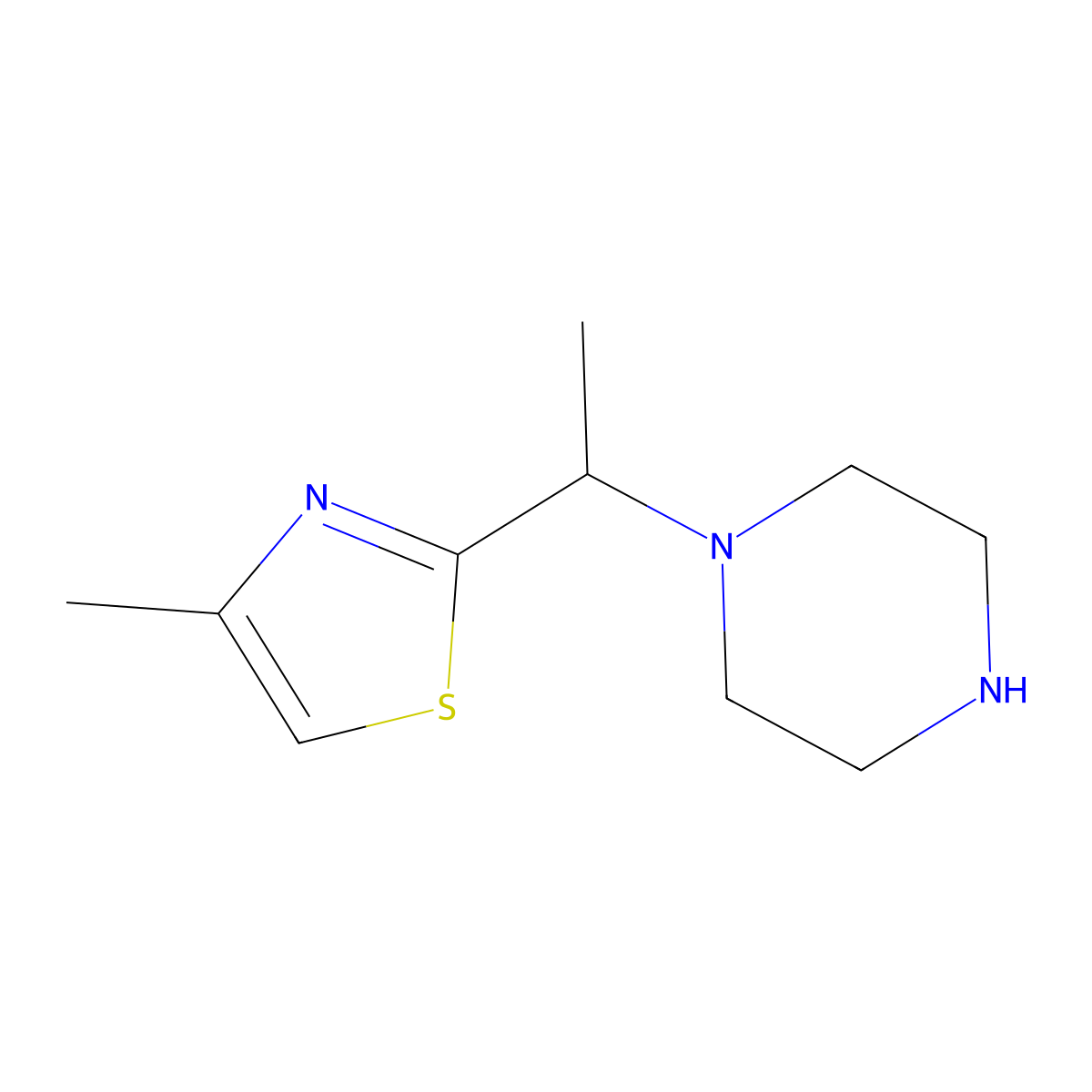 1-[1-(4-Methyl-1,3-thiazol-2-yl)ethyl]piperazine molecular structure, CAS 1267009-16-4