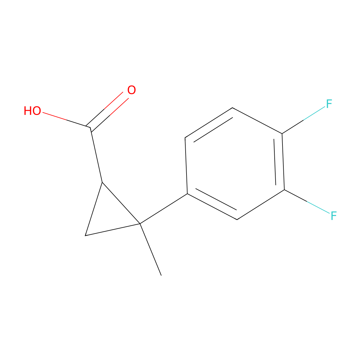2-(3,4-Difluorophenyl)-2-methylcyclopropane-1-carboxylic acid molecular structure, CAS 1267009-28-8