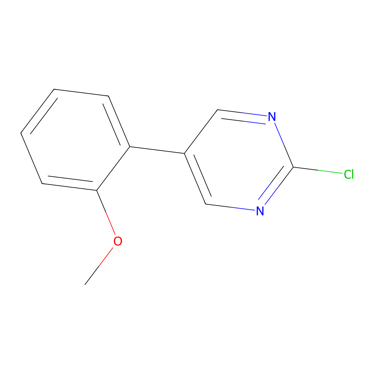 2-Chloro-5-(2-methoxyphenyl)pyrimidine molecular structure, CAS 1267009-84-6
