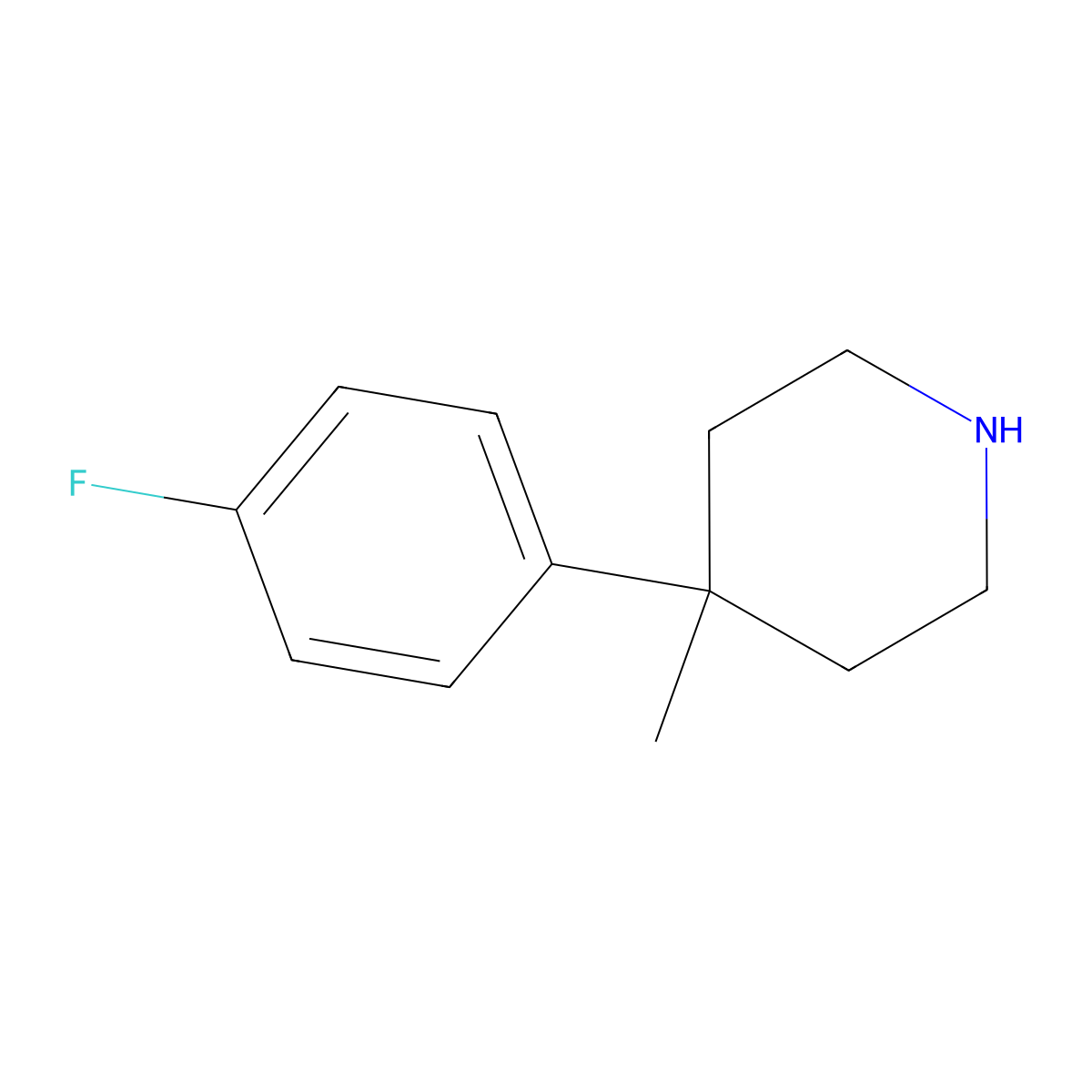 4-(4-Fluorophenyl)-4-methylpiperidine molecular structure, CAS 1267022-86-5