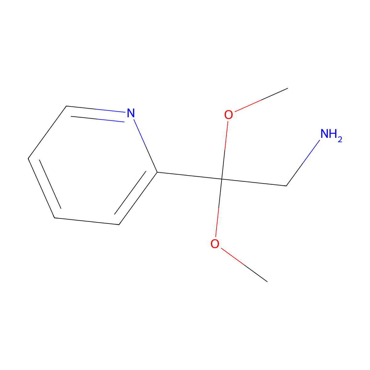 2,2-Dimethoxy-2-(pyridin-2-yl)ethan-1-amine molecular structure, CAS 1267024-51-0