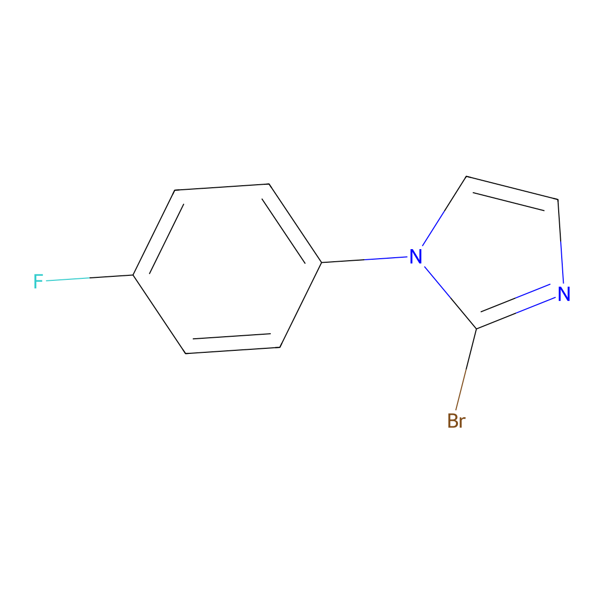 2-bromo-1-(4-fluorophenyl)-1H-imidazole molecular structure, CAS 1267026-65-2