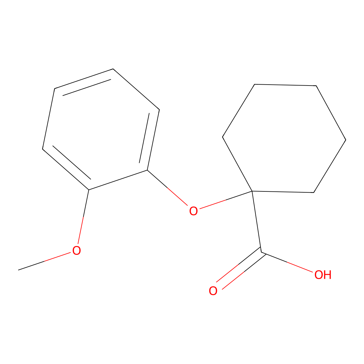 1-(2-Methoxyphenoxy)cyclohexanecarboxylic acid molecular structure, CAS 1267042-10-3
