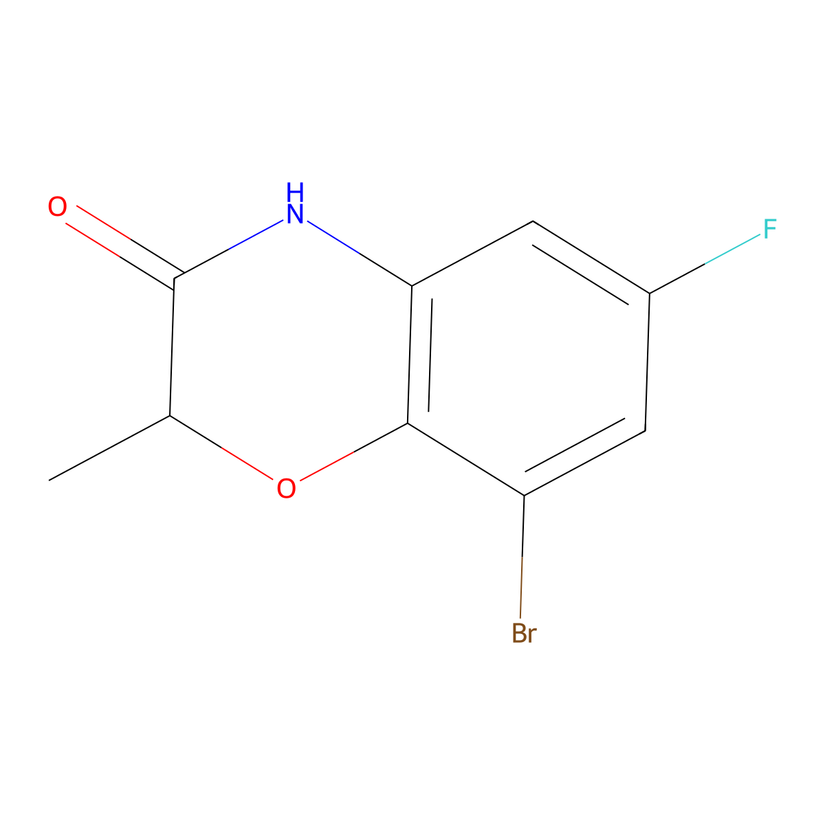 8-Bromo-6-fluoro-2-methyl-2,4-dihydro-1,4-benzoxazin-3-one molecular structure, CAS 1267046-92-3