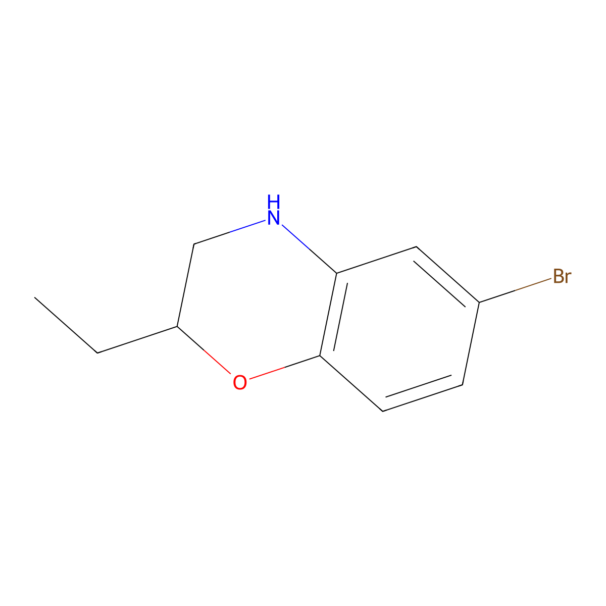 6-bromo-2-ethyl-3,4-dihydro-2H-1,4-benzoxazine molecular structure, CAS 1267062-24-7