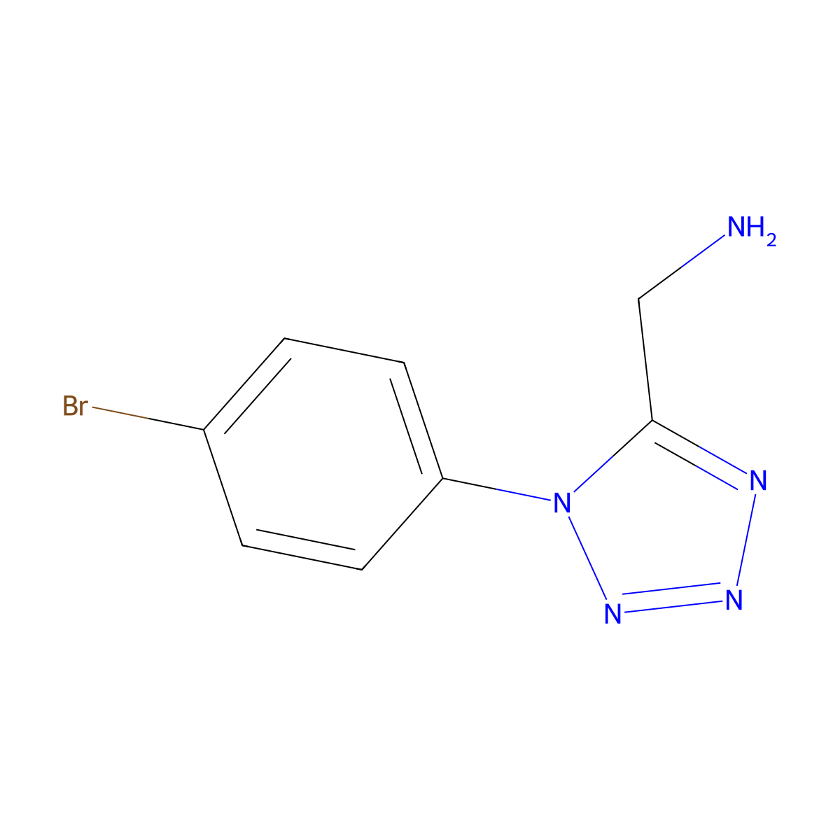 [1-(4-bromophenyl)-1H-1,2,3,4-tetrazol-5-yl]methanamine molecular structure, CAS 1267074-06-5
