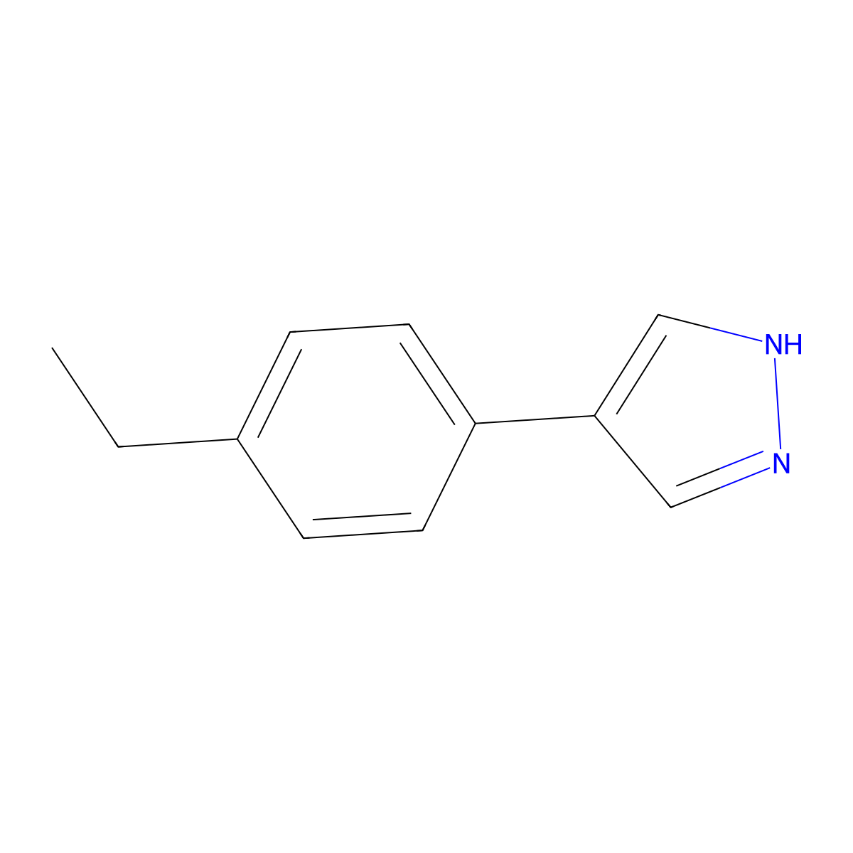 4-(4-ethylphenyl)-1H-pyrazole molecular structure, CAS 1267075-36-4