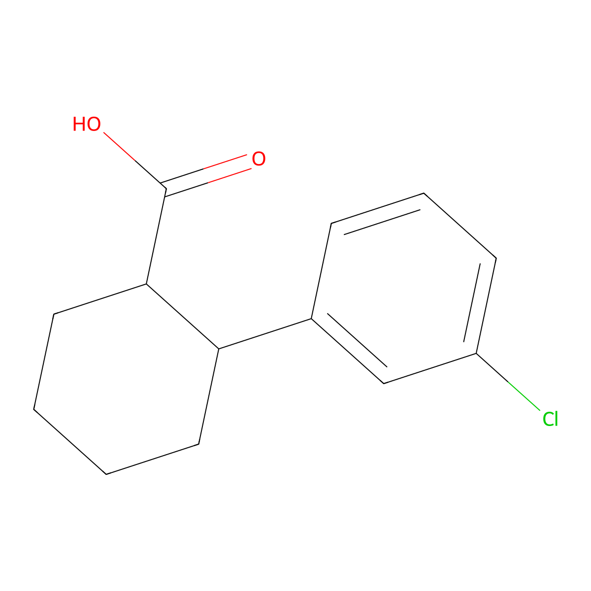 2-(3-Chlorophenyl)cyclohexane-1-carboxylic acid molecular structure, CAS 1267085-52-8