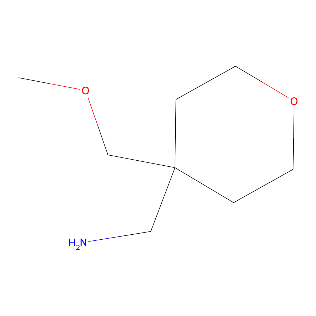 [4-(Methoxymethyl)oxan-4-yl]methanamine molecular structure, CAS 1267093-61-7